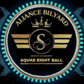 alliance bilyard squad eight ball logo with a crown