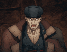 a drawing of a man with his mouth open and his eyes glowing