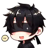 a cartoon drawing of a person with black hair