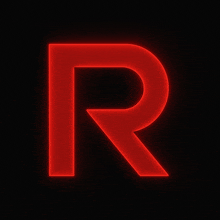 a red letter r glows brightly in the dark
