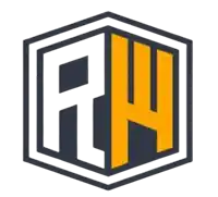 a black and yellow logo with the letter a and h