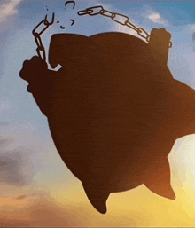 a silhouette of a piggy bank with a chain around it