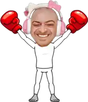 a cartoon of a man wearing headphones and boxing gloves