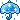 a pixel art drawing of a blue umbrella with stars on it .