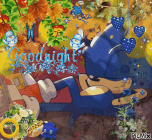 a picture of sonic the hedgehog with the words goodnight written on it