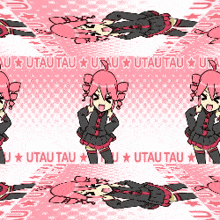 a seamless pattern of a girl with pink hair and the words " utau tau "