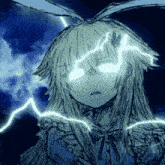 a drawing of a girl with a lightning bolt coming out of her eyes