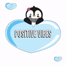 love heart penguin positive good vibes