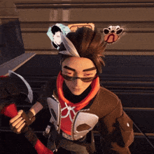 a cartoon character wearing sunglasses and holding a hammer