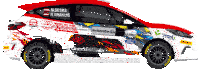 a red and white race car with m. sesks r. francis on the driver 's seat