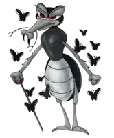 a cartoon of a mosquito with butterflies around it