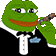 a pixel art of a green frog wearing a tuxedo and bow tie .