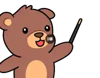 a brown teddy bear is holding a pencil with a youtube logo in its mouth