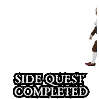 a man in a costume giving a thumbs up next to the words side quest completed