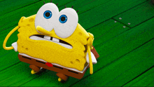 a cartoon character named spongebob has blue eyes