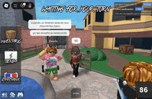 a screenshot of a video game with the words waiting for your turn at the top