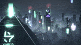 a futuristic city with the word omega on the bottom