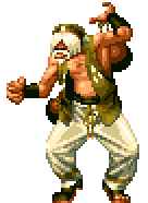 a pixel art of a man with a backpack