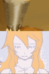 a close up of a person 's face next to a drawing of a girl