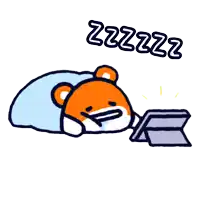 a cartoon of a hamster sleeping next to a tablet with the word zzzzz above it