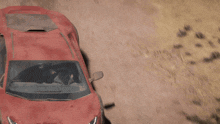 a red car with a vw logo on the side