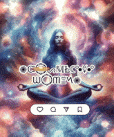 a poster of a woman in a lotus position with the words cosmec women