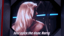 Jessica Collins Just Open The Door GIF - Jessica Collins Just Open The Door Hurry GIFs