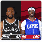 a brooklyn nets player and a clippers player are shown