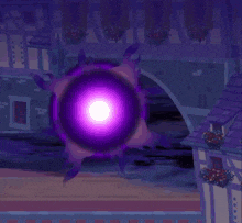 a cartoon character with purple wings and a heart symbol on its chest