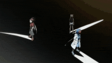 a person in a red shirt is standing in the dark with a sword
