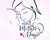 a happy mother 's day greeting card with a drawing of a woman holding a child