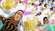 a cartoon of a group of men in yellow and black uniforms
