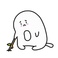 a cartoon drawing of a person holding a stick with the letter u on it