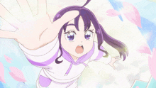 a cartoon character with a musical note on its head is standing next to a girl