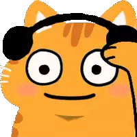a cartoon cat wearing headphones is making a funny face