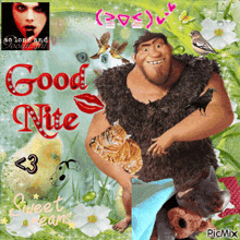 a picture of a man holding a cat with the words good nite < 3 sweet dreams