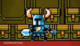 a pixel art of a knight with the words @screwattack written on the bottom