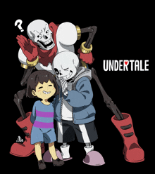 a cartoon drawing of undertale characters including papyrus