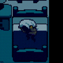 a pixel art drawing of a person laying in a bed