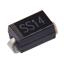 a close up of a ss14 electronic component on a white surface