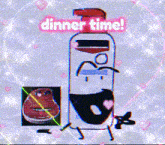 a cartoon of a bottle that says dinner time on it