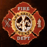 a los santos county fire dept logo with flames