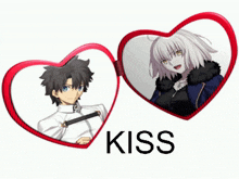 a picture of a man and a woman with the word kiss underneath