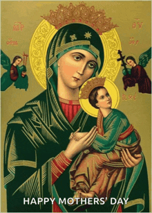 a picture of a woman holding a child with the words happy mothers ' day
