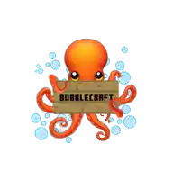 a cartoon octopus holding a sign that says bubblecraft