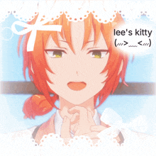 a picture of an anime character with the words lee 's kitty written below it
