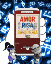 a hand holding a phone that says escucha las letras on it
