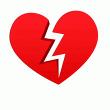 a broken red heart with a lightning bolt in the middle