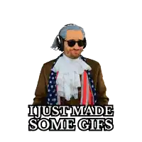 a man in a costume with the words i just made some gifs on the bottom