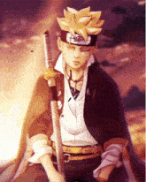 a drawing of a man holding a sword in his hand
